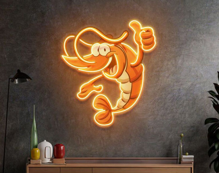 Thumps Up Shrimp LED Neon Sign by manhattanneons.com – Bold seafood vibes with playful neon flair.
