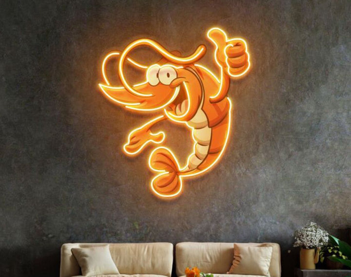 Thumps Up Shrimp LED Neon Sign by manhattanneons.com – Bold seafood vibes with playful neon flair.