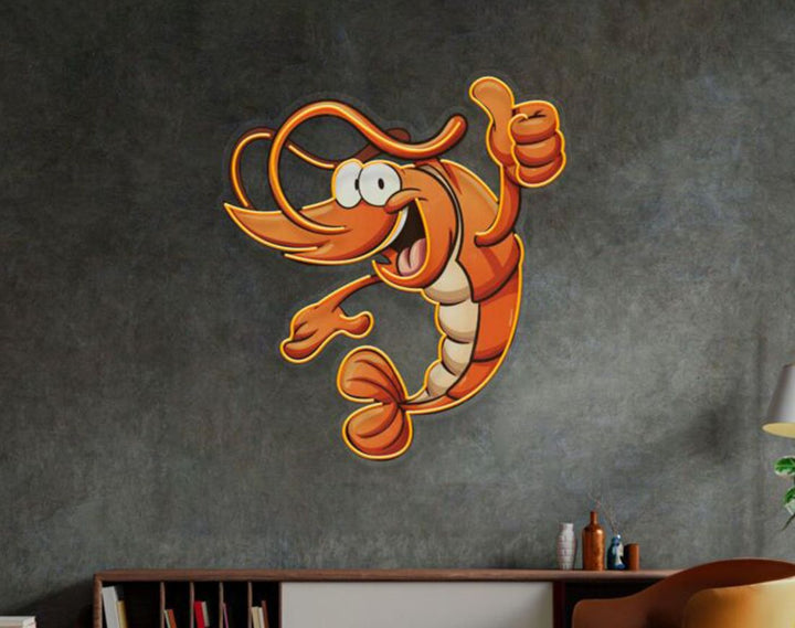 Thumps Up Shrimp LED Neon Sign by manhattanneons.com – Bold seafood vibes with playful neon flair.