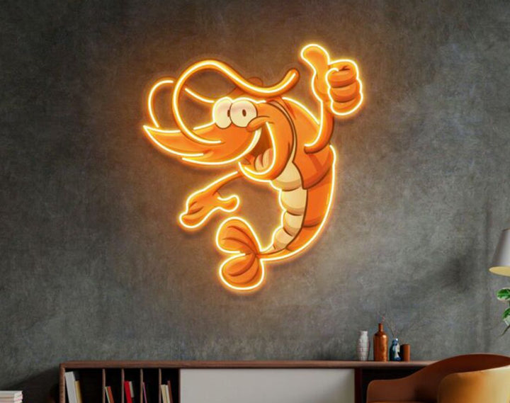 Thumps Up Shrimp LED Neon Sign by manhattanneons.com – Bold seafood vibes with playful neon flair.