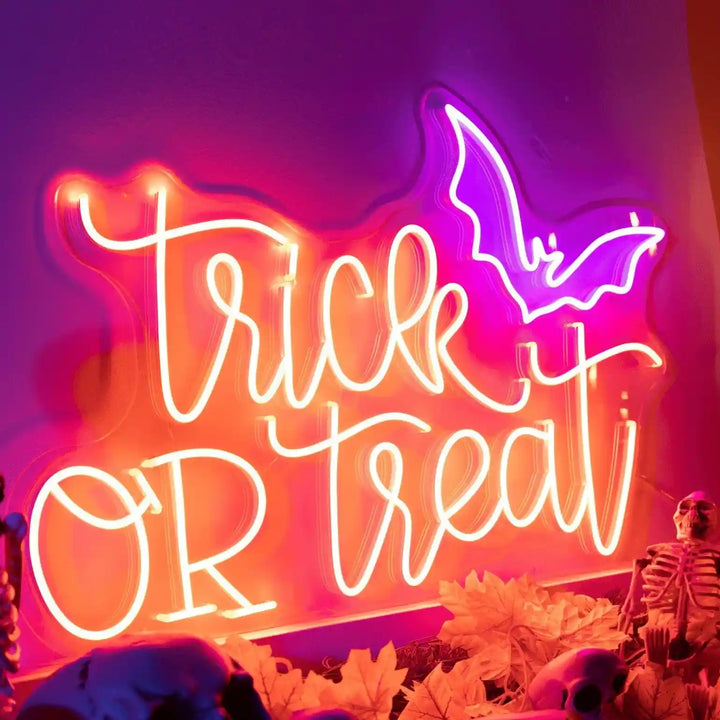 Trick or Treat trendy neon sign - Spooky Halloween vibes - from manhattonneons.com.