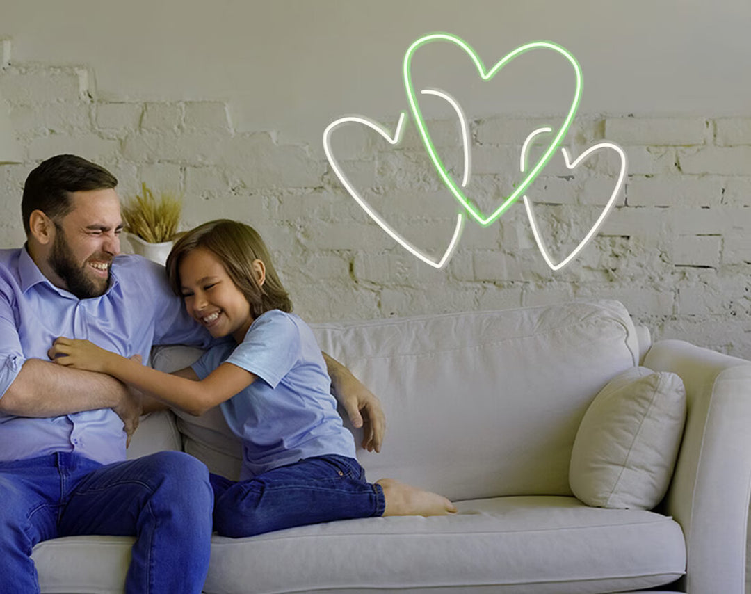 Triple Heart Neon Sign by manhattanneons.com - A unique and heartfelt LED Neon Sign for Father's Day.