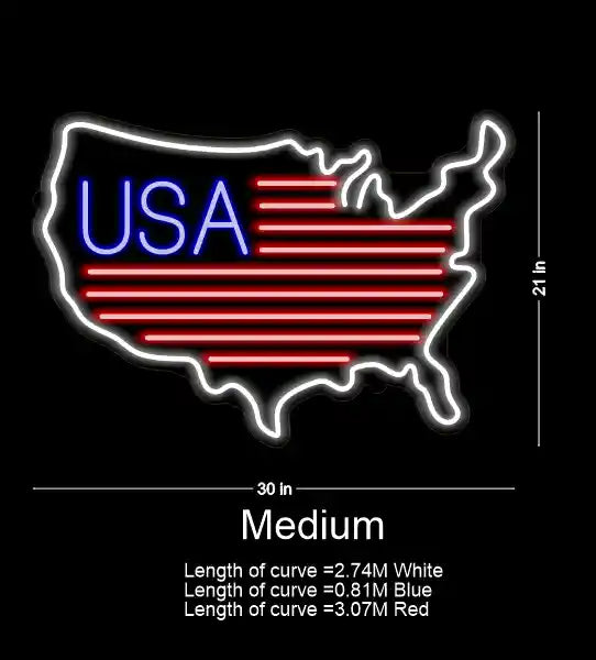 USA map neon sign - glowing states of America - from manhattonneons.com.