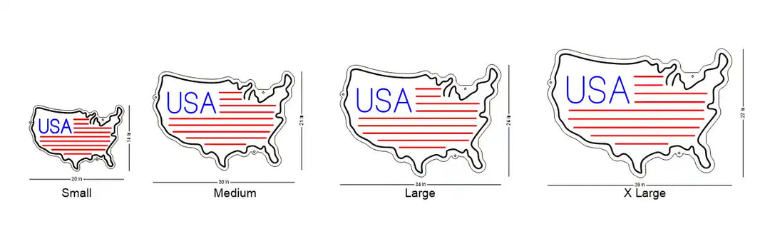 USA map neon sign - glowing states of America - from manhattonneons.com.