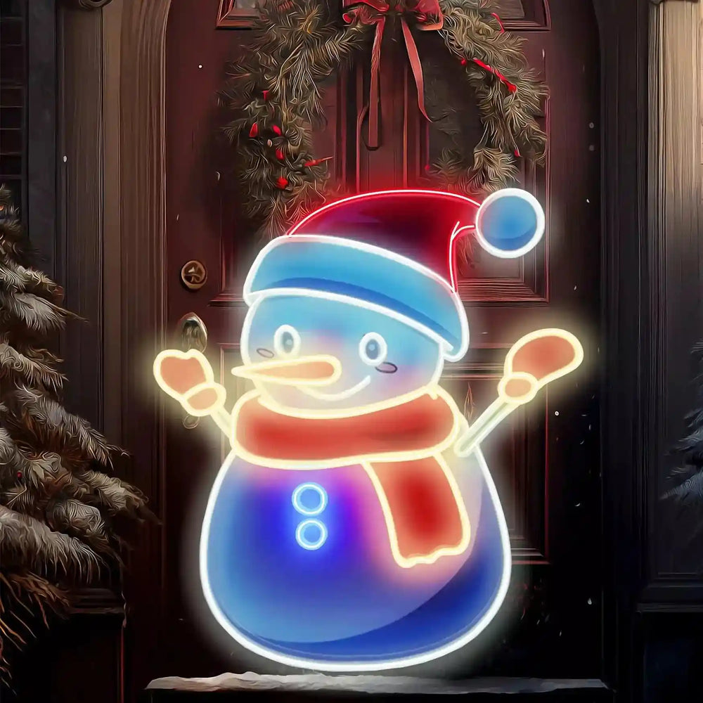 UV Neon Snowman Sign for Christmas - Vibrant Holiday Decor - from manhattonneons.com.