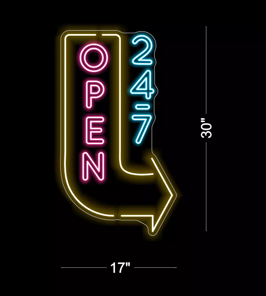We Are Open Neon 24/7 Sign - 30 Inches ManhattanNeons