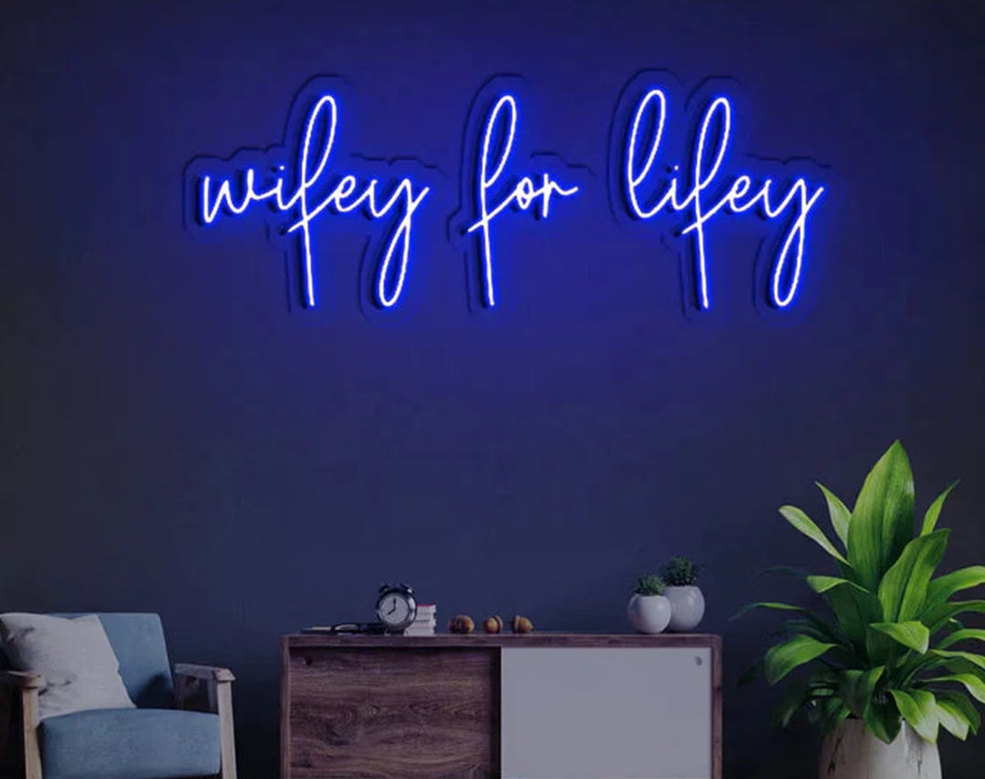 Wifey for Lifey Valentine's Day Neon Sign by manhattanneons.com – Celebrate love with this fun neon sign.