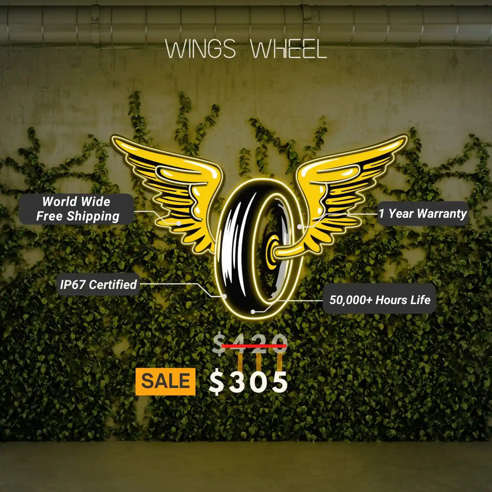 Wing Wheels UV Light | Durable Neon Artistry Awaits - Radiant Neon Creations from manhattonneons.com