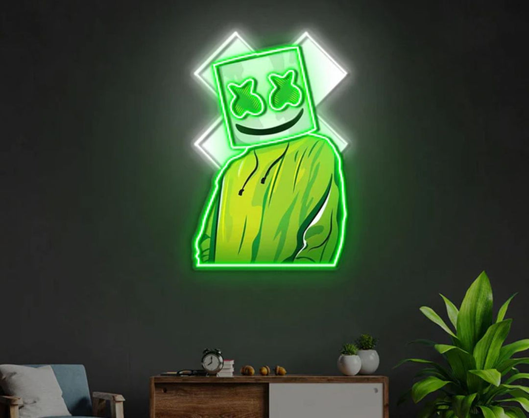X Mask Cartoon LED Neon Sign by manhattanneons.com – Mysterious flair with glowing attitude.