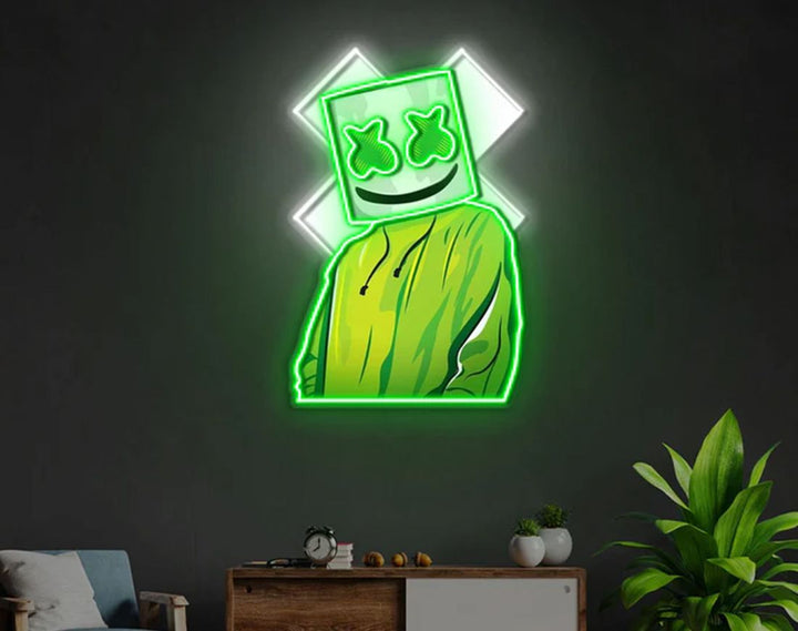 X Mask Cartoon LED Neon Sign by manhattanneons.com – Mysterious flair with glowing attitude.