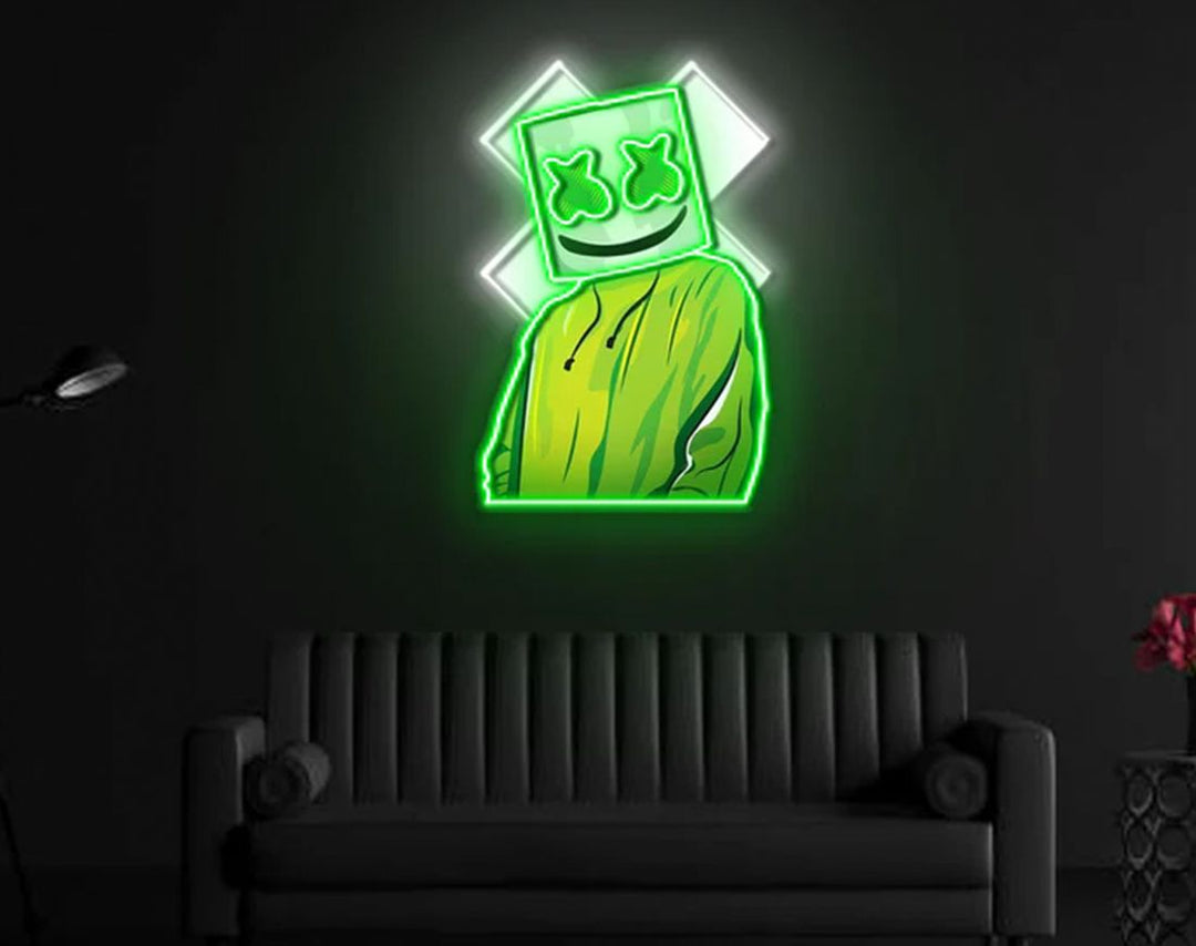 X Mask Cartoon LED Neon Sign by manhattanneons.com – Mysterious flair with glowing attitude.