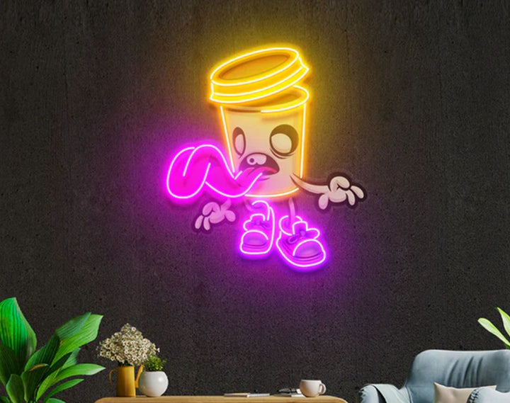 Zombie Cup LED Neon Sign by manhattanneons.com - Spooky drink cup with neon charm.