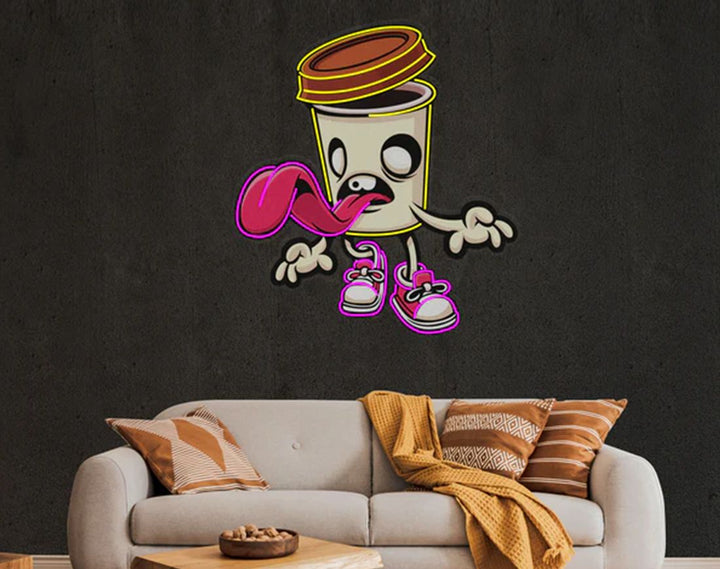 Zombie Cup LED Neon Sign by manhattanneons.com - Spooky drink cup with neon charm.