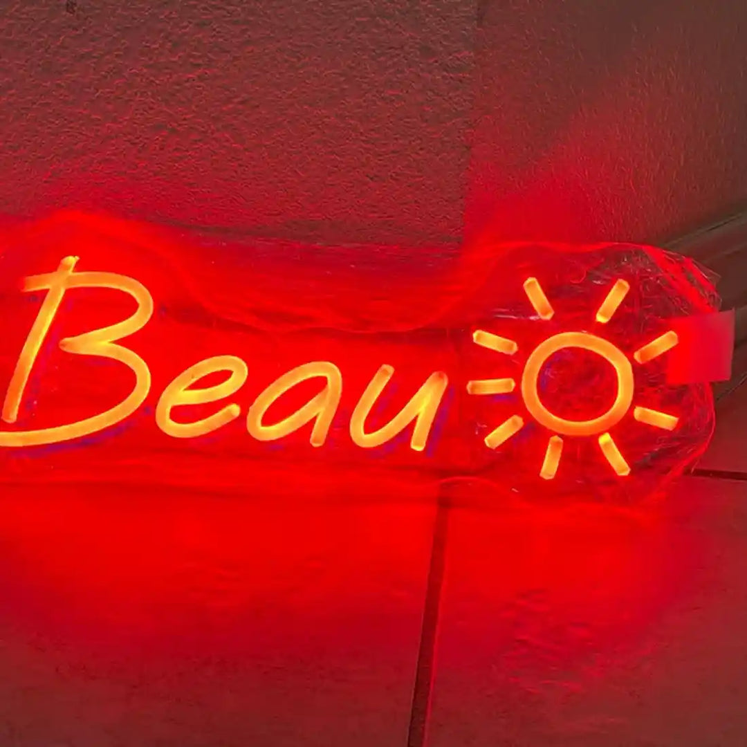 Illuminate your space with the captivating beau-name-neon-sign - from manhattonneons.com.