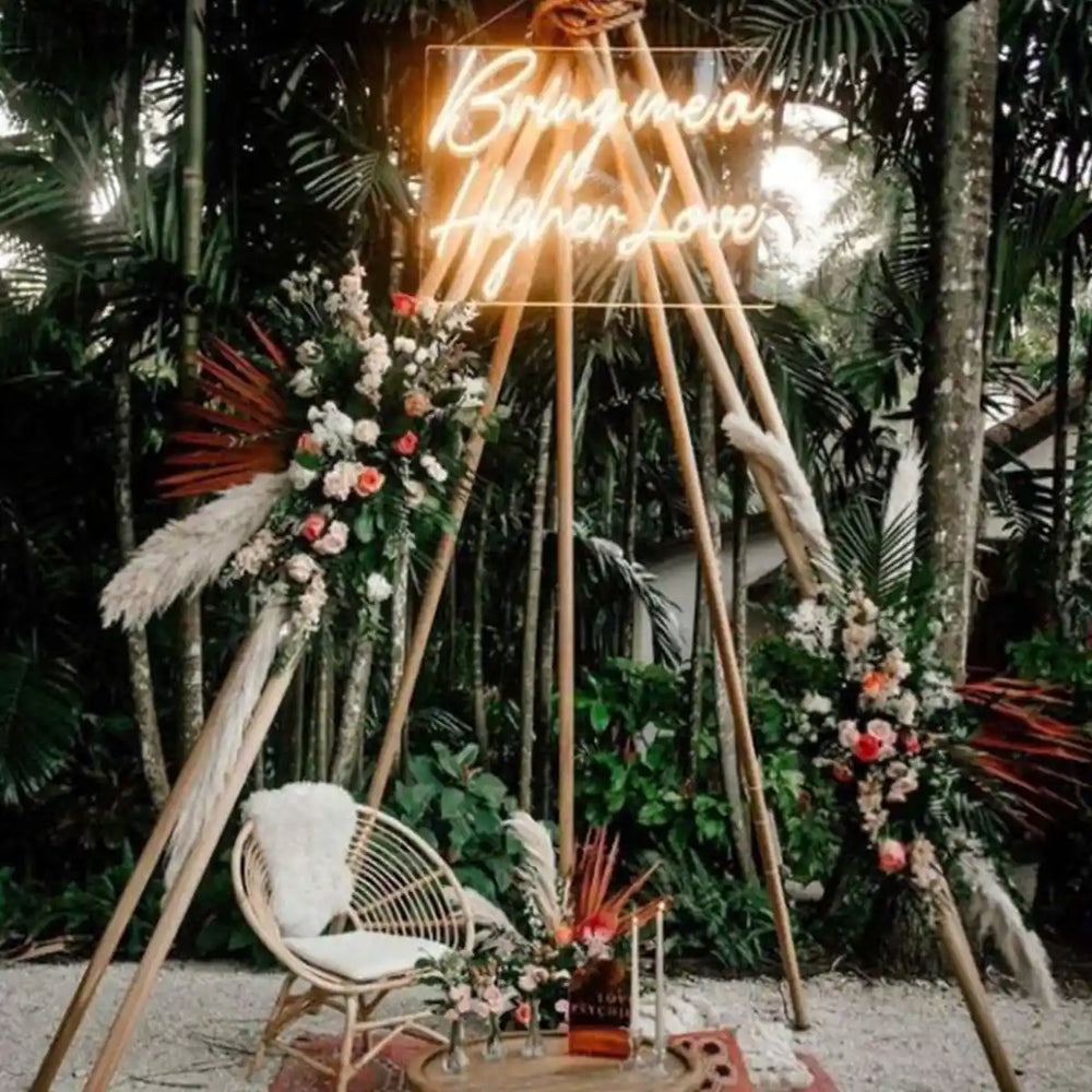 Bring Me Higher Love Wedding Neon Sign - A vibrant and uplifting neon sign, spreading the message of love's elevation, perfect for wedding decor - from manhattonneons.com