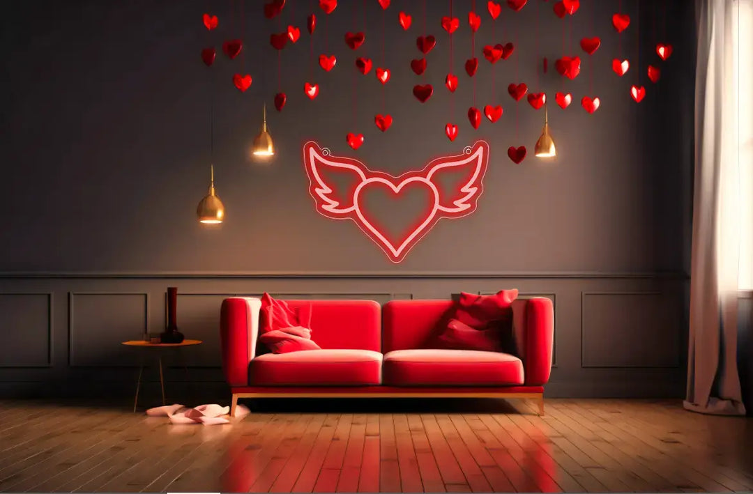 Heavenly Glow - Angel Wings Heart Neon Illumination-ManhattanNeons
