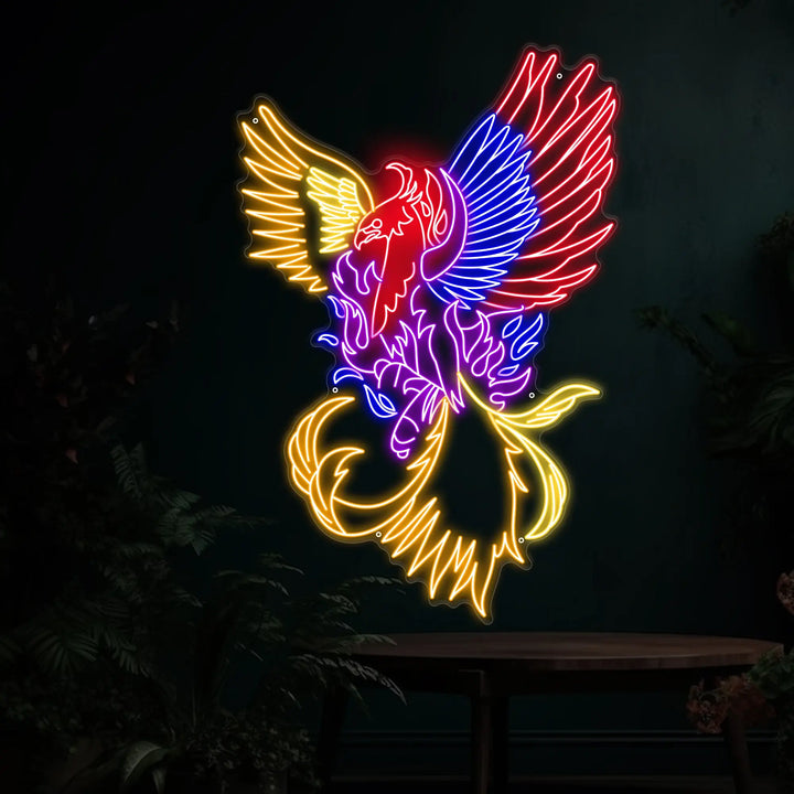 Fiery Phoenix Bird Neon Sign – Mythical and DystopianArtwork ManhattanNeons
