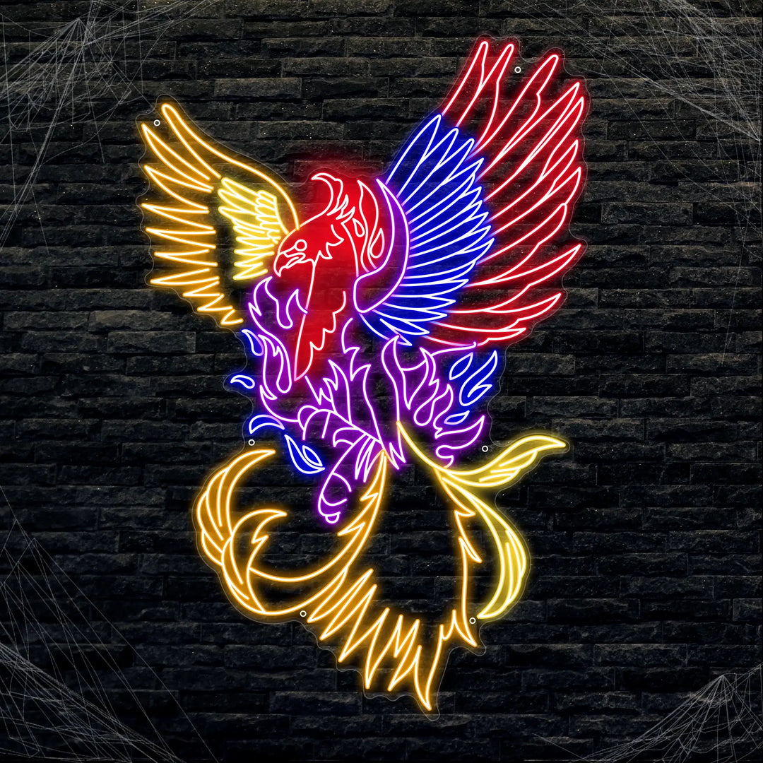 Fiery Phoenix Bird Neon Sign – Mythical Aesthetic Artwork ManhattanNeons