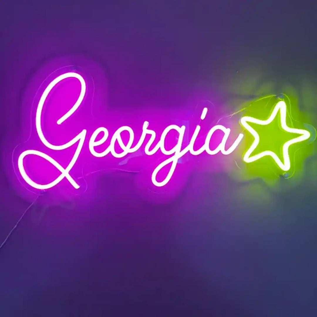 Captivating Georgia Name Neon Sign, lighting up your world with personalized style - from manhattonneons.com.