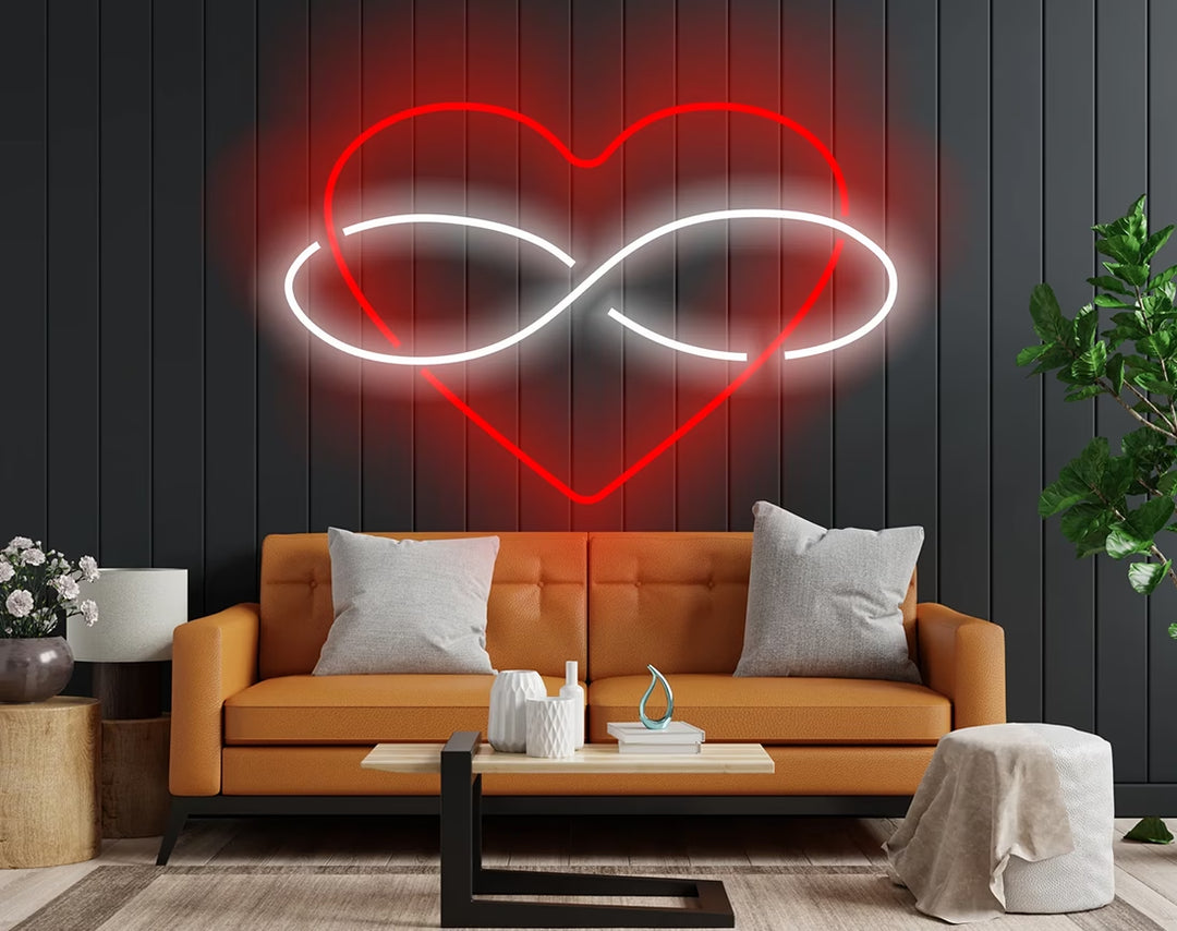 Heart Sign with Infinity Symbol for Lovers Valentine's Day Neon Sign by manhattanneons.com – A timeless neon symbol of eternal love.