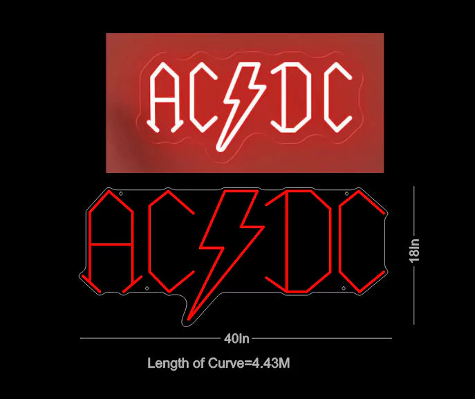 ACDC Neon Sign - The Iconic Rock and Roll Décor - ManhattanNeons