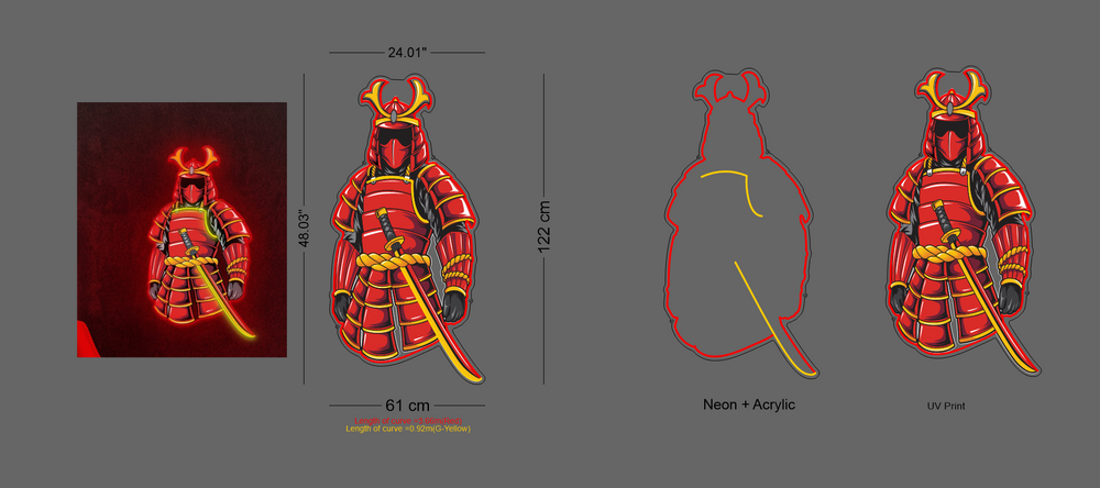Samurai Body Armor UV Light | Durable Neon Artwork - from manhattonneons.com.