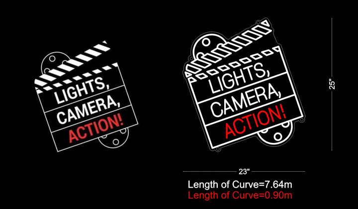 LIGHTS, CAMERA, ACTION! Neon Sign - The Perfect Aesthetic for Cinephiles