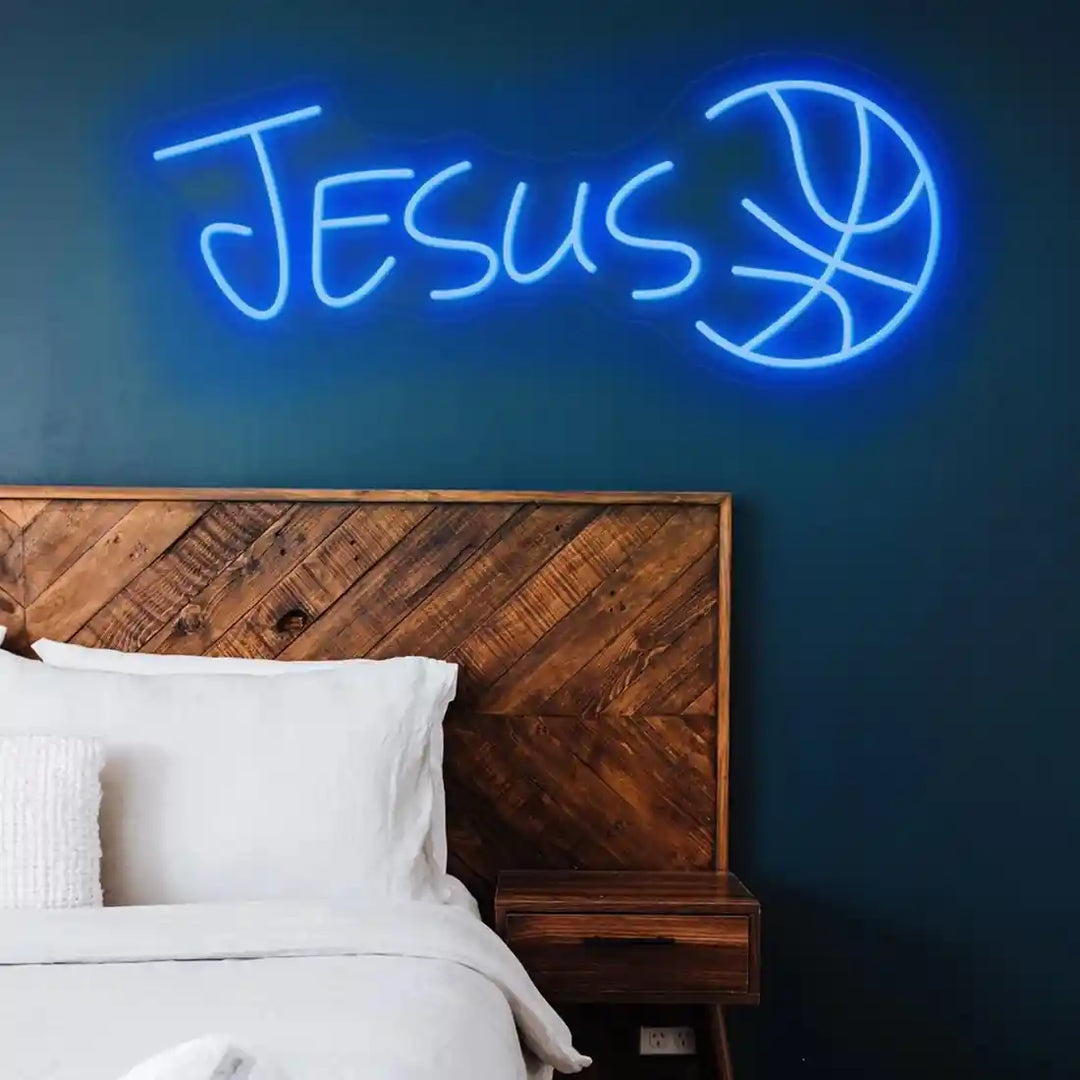 Divine Jesus Name Neon Sign, glowing with sacred elegance - from manhattonneons.com.