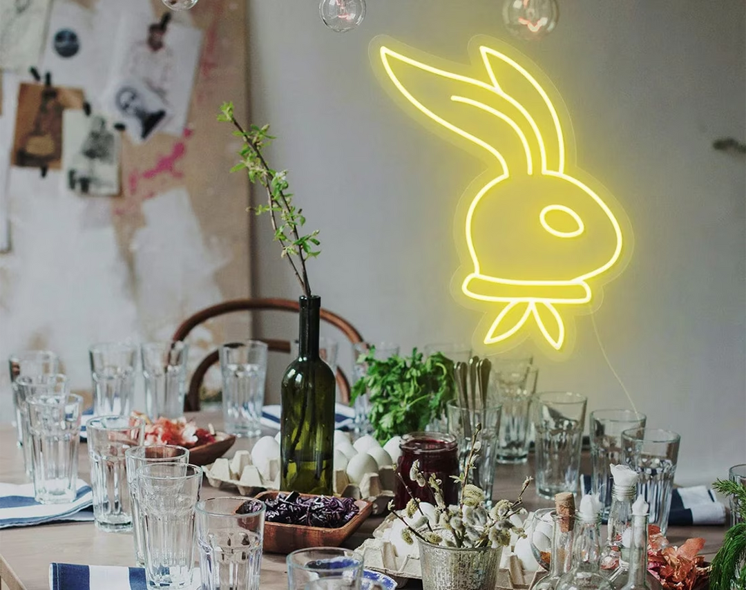 Long-Ear Bunny Easter Neon Sign by manhattanneons.com – A cute long-eared bunny neon light.