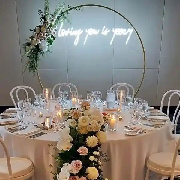 Loving You Is Yeezy Wedding Neon Sign - A vibrant and stylish neon sign illuminating the night with love and modern elegance - from manhattonneons.com 