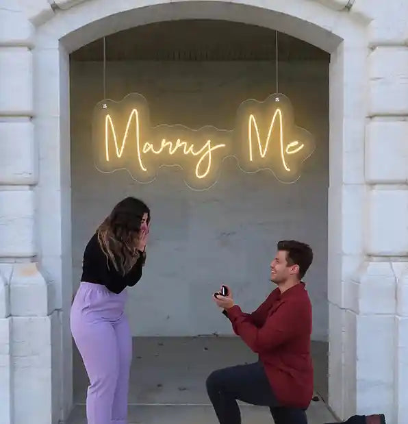 Marry Me Wedding Neon Sign - A luminous declaration of love and commitment, captured in glowing neon lights. - from manhattonneons.com