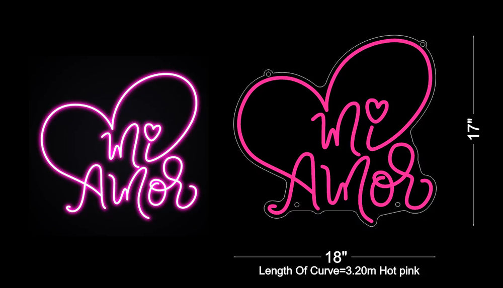 Mi Amor With a Heart Neon Signage - Declare Your Love-ManhattanNeons