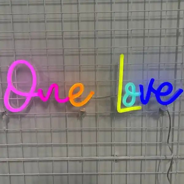 One Love Wedding Neon Sign: An enchanting neon display glowing with love and romance - from manhattonneons.com 