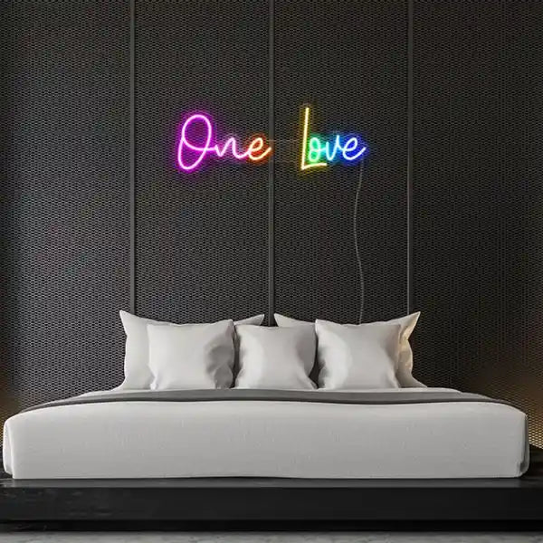 One Love Wedding Neon Sign: An enchanting neon display glowing with love and romance - from manhattonneons.com 