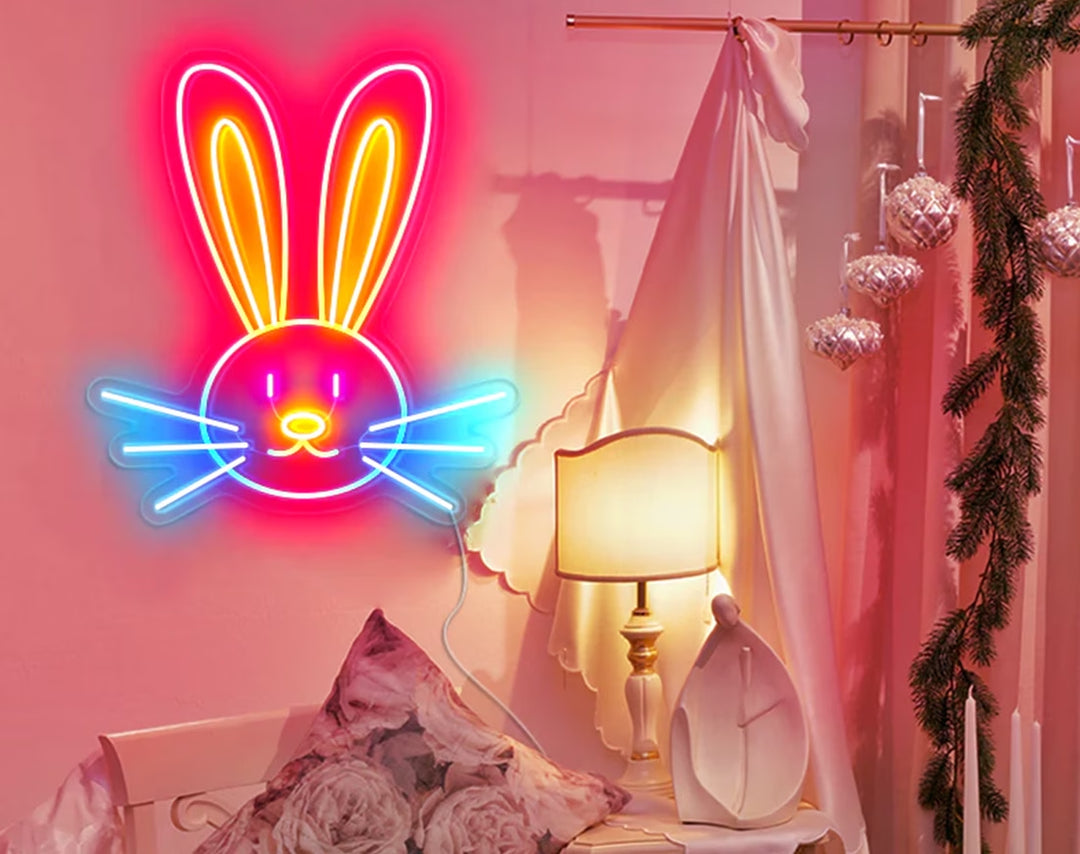 Colorful Bunny Easter Neon Sign by manhattanneons.com – A vibrant neon bunny for Easter celebrations.