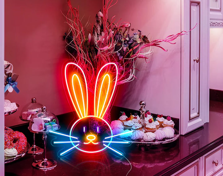 Colorful Bunny Easter Neon Sign by manhattanneons.com – A vibrant neon bunny for Easter celebrations.