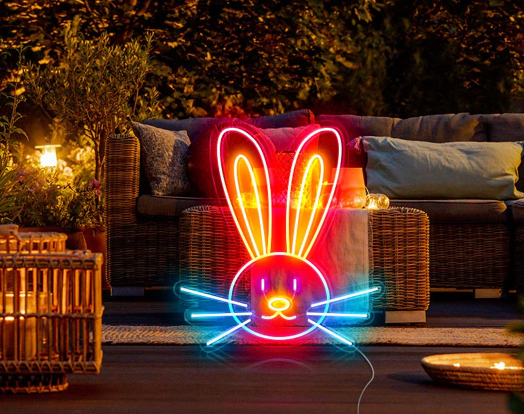 Colorful Bunny Easter Neon Sign by manhattanneons.com – A vibrant neon bunny for Easter celebrations.