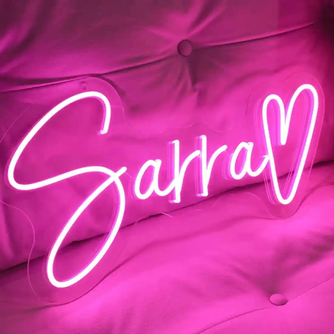 Sarra Name Neon Sign, shining brightly with personalized style - from manhattonneons.com.