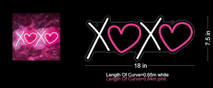 XOXO With Hearts Neon Glow - Ultimate Valentine Glow - ManhattanNeons