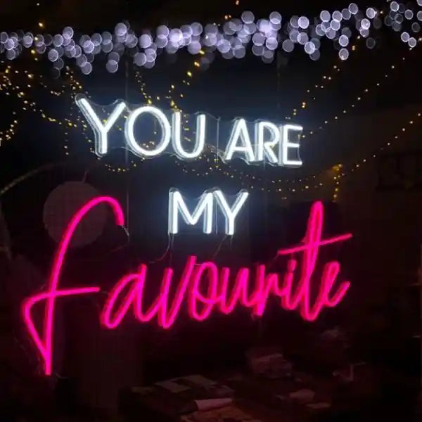 You Are My Favourite: A dazzling neon sign in vibrant colors, evoking feelings of love and warmth, perfect for wedding decor and romantic settings. - from manhattonneons.com